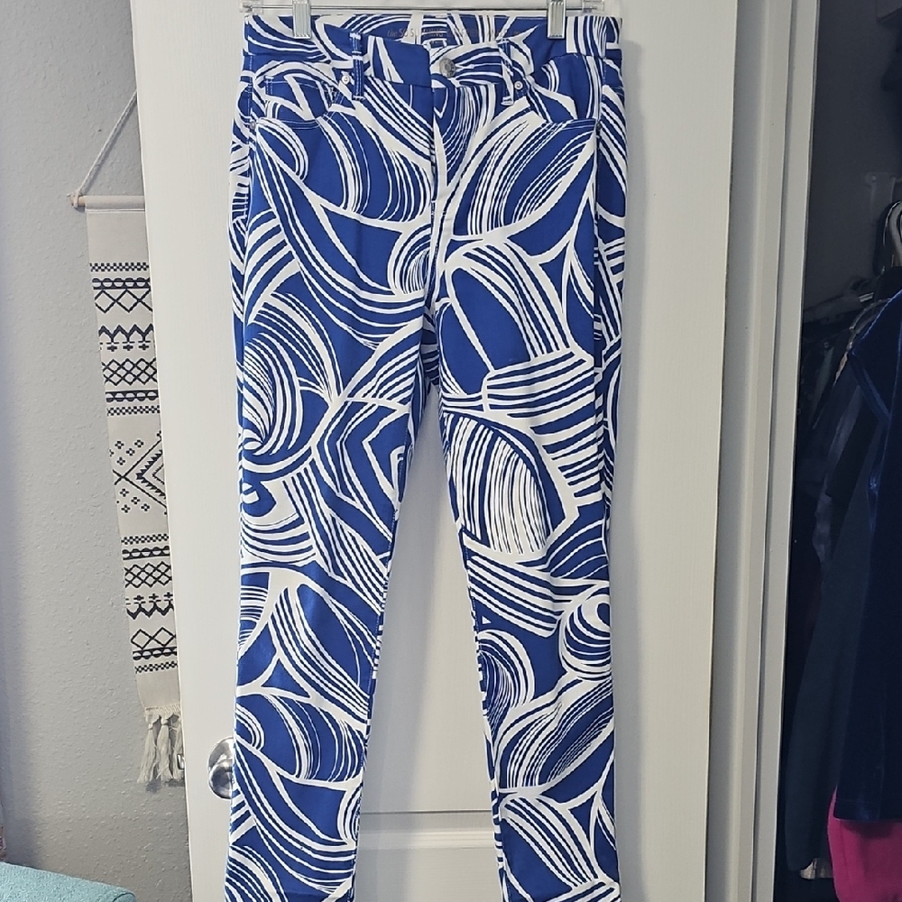Chico's Vibrant Blue and White Skinny Pants